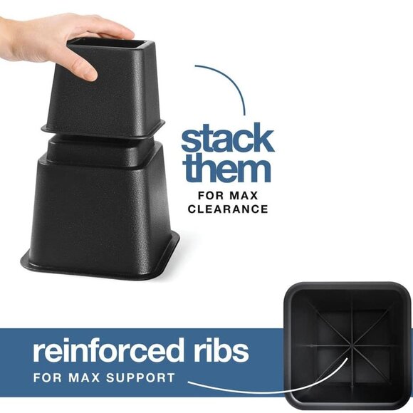 Adjustable Bed Risers - Elevation in 3, 5 or 8 Inch - Heavy Duty Stackable Furni - Picture 7 of 8